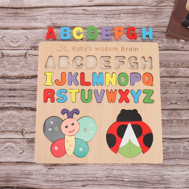 Wooden Kidsren'S Number Letter Matching Puzzle Baby Educational Early Education Wisdom Brain Logical Thinking Puzzle Toy - Image 2